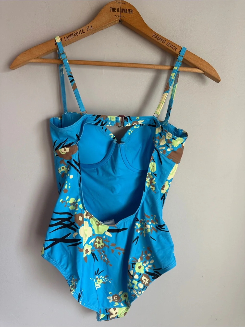 TORY BURCH ONE-PIECE SWIMSUIT PRINTED UNDERWIRE BLUE DRIP BOUQUET Medium